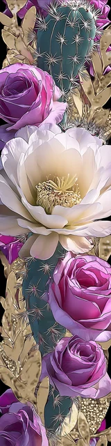 Free cactus bookmark featuring a pretty light cactus with flowers